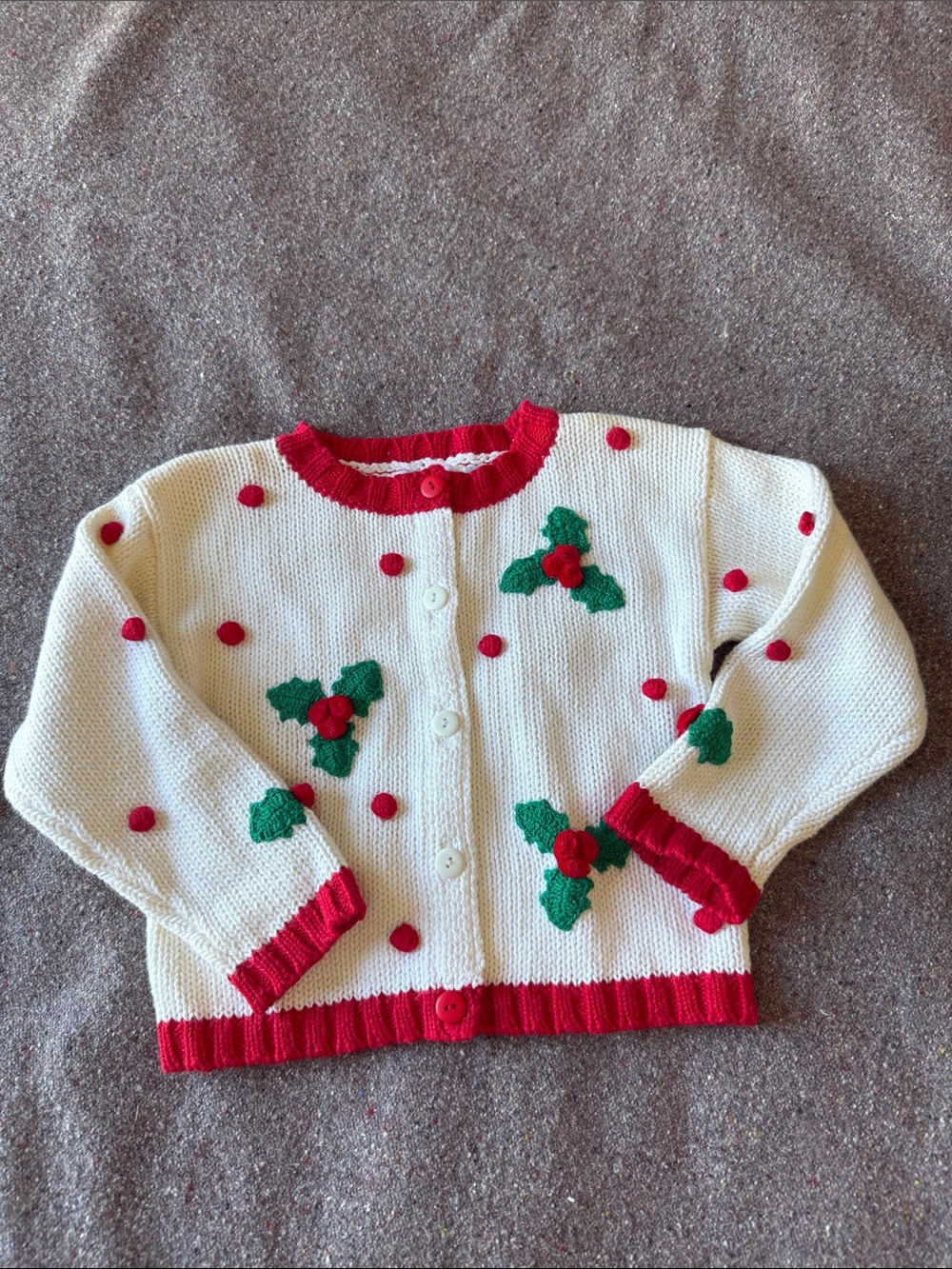Vintage Embroidered Hartstrings Christmas Cardigan Sweater (Size 4T)